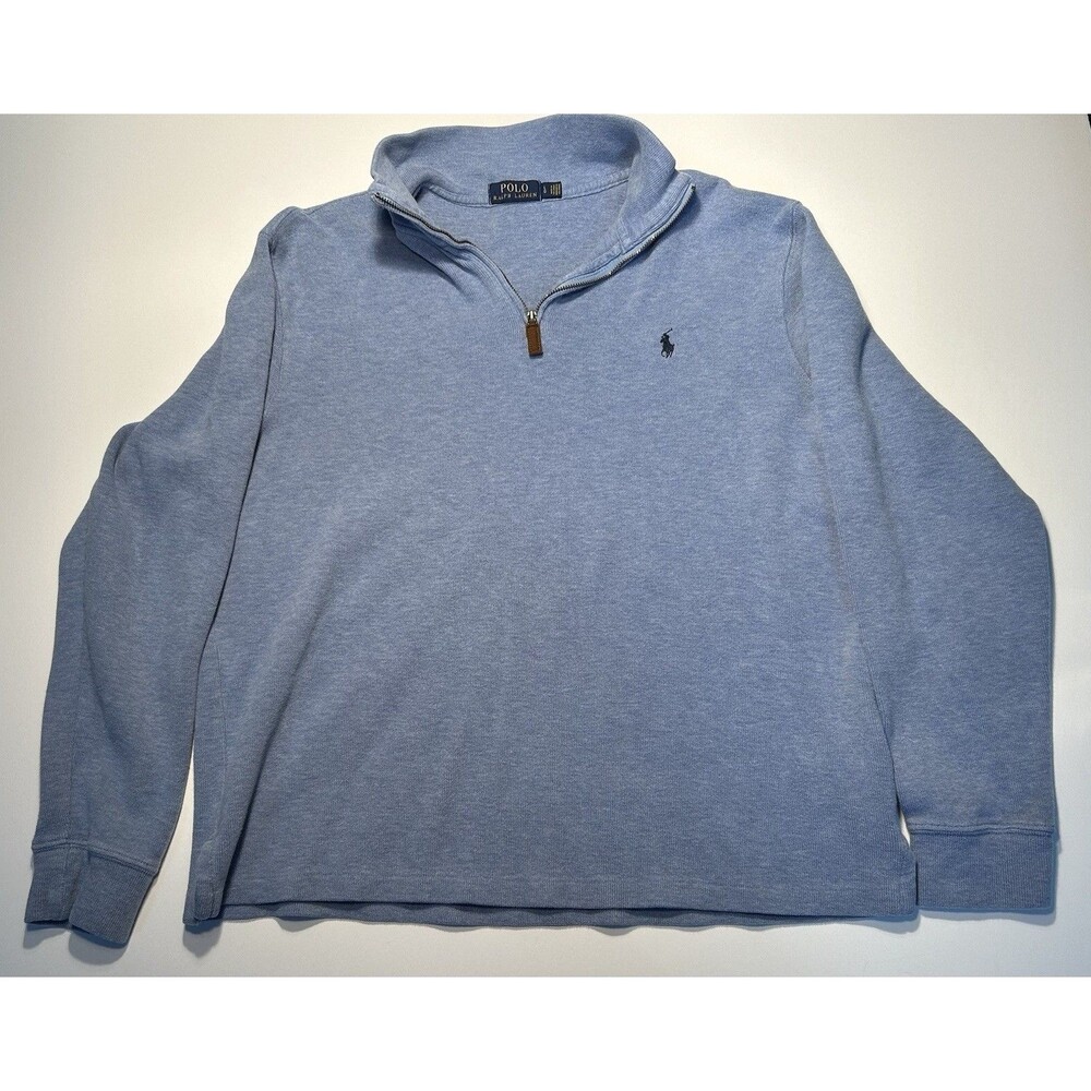 Ralph Lauren Men’s Blue Quarter Zip Pullover Sweater Size L Large Golf Tennis